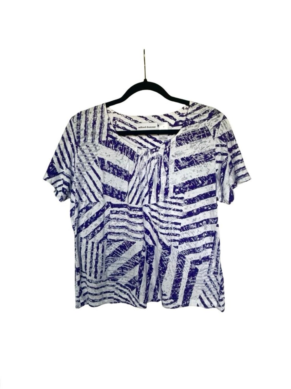 Alfred Dunner Short Sleeve Top Sz Medium Purple/White Lightweight